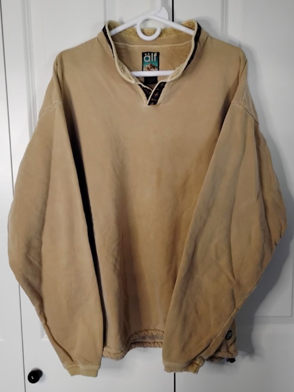 Alf Men's Tan Long Sleeve Cotton Outdoor Tyrolean Pullover Sweatshirt Size XXL